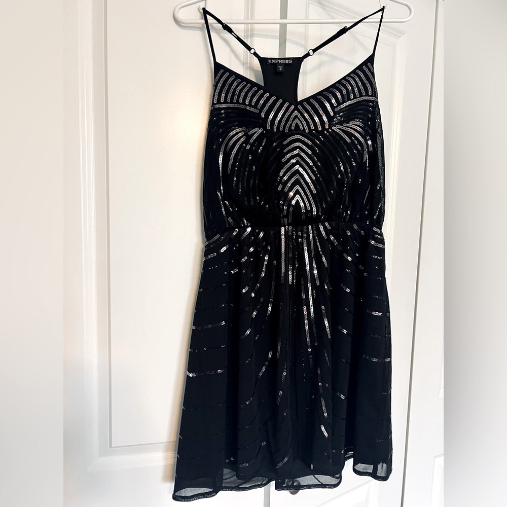 Express Sequined Racerback Dress, Size Medium, Like-New Condition - Picture 4 of 10